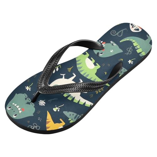 Cute Dinosaur Green Beach Summer Casual Flip Flop Sandals Non-Slip Quick Dry for Women Men 214B2654