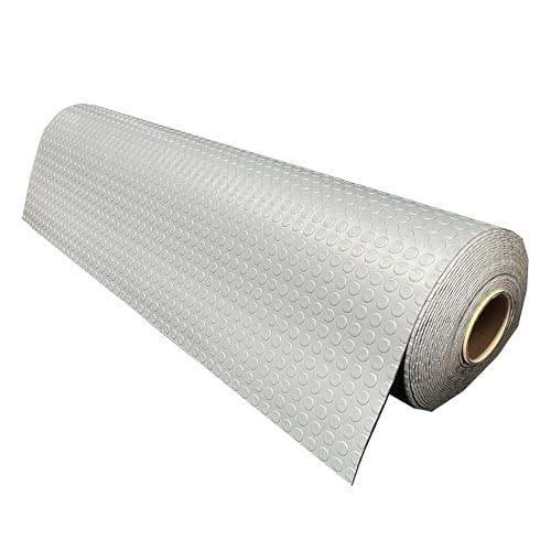 Heavy Duty PVC Grey Vinyl Floor Matting Garage Industrial Work Gym Van Shed Non Slip Coin Penny Design 1.2m Wide 3mm Thick (1.5m x 1.2m)