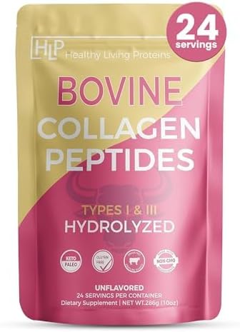 Healthy Living Proteins - Proteína bovina hidrolizada tipo I y III - Colágeno en polvo sin sabor - Alimentado con pasto, péptidos bovinos criados en