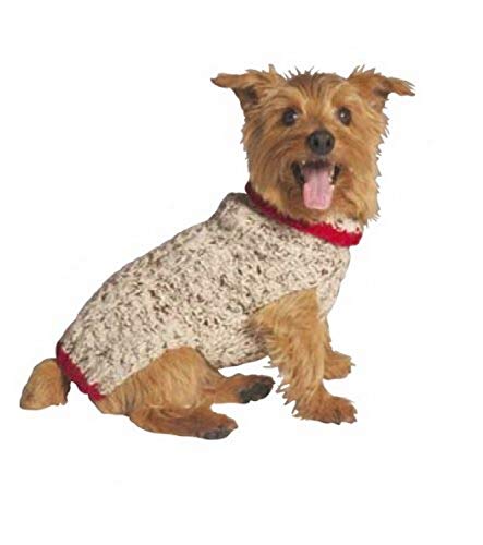 Chilly Dog Oatmeal w/red Trim Dog Sweater (Medium)
