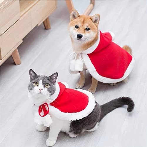 Aniac Pet Christmas Costume Poncho Cape With Hat Santa Claus Cloak For Cats And Small Dogs Red(Small) #TOP2