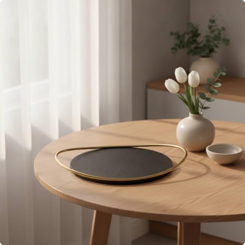 Bandeja metálica decorativa Jinhxofs ovalada de cuero beige y plata para casa 3