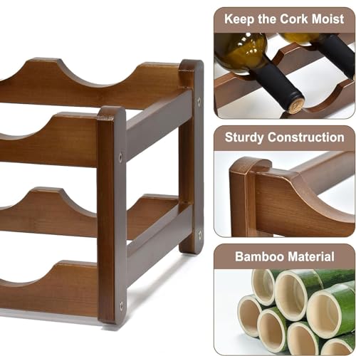 Soporte para 6 botellas de vino de bambú miniatura 3