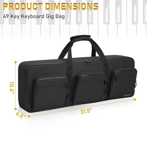 Image of 49 Key Keyboard Case, Portable Keyboard Piano Waterproof 600D Oxford Cloth with Adjustable Straps, Key Keyboard Gig Bag Case 31.1 inchx3.9 inchx10.2 inch