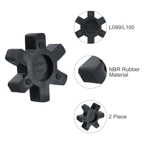 QUARKZMAN 2 Stück L099/L100 Kieferkupplung Einsatz, Flexibler Feststofftyp NBR Gummi Kieferkupplung Mitteinsätze für L Kieferkupplung L-Kieferkupplung Set, Schwarz