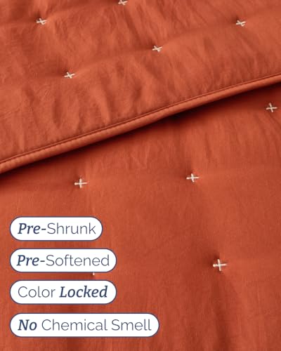 Image of Quilts Queen Size - Bedspread for Queen Size - Lightweight Comforter Set - Quilt Bedding Set for All-Seasons - Soft, Breathable & Comfy - Summer Coverlet with 2 Pillow Shams - 90 inch x 96 inch, Terracotta