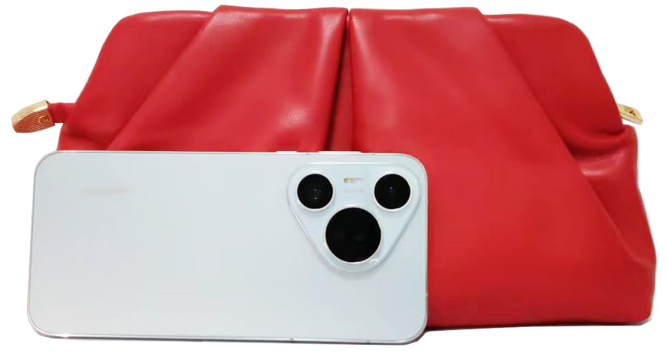Image of Women Clutch Bag Dressy Formal Handbag Pleated PU Clutch Purse Detachable Chain