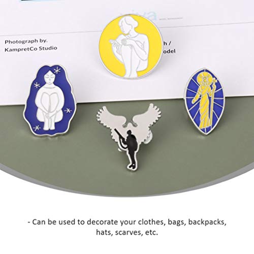 KESYOO Broche de Liga de 4 Peças Broche de Desenho de Deusa Estátua de Deus Peitoral Vintage Anjo Pe