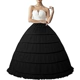dgdgcool Women Petticoat Crinoline 6 Hoop Skirt Petticoats for Women Underskirt Ball Gown Black