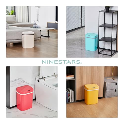 Image of Ninestars DZT-12-5RS Automatic Touchless Infrared Motion Sensor Trash Can, 3 Gal 12 L, ABS Plastic (Rectangular, Rose) Trashcan