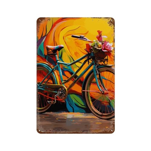 Vélo coloré en métal tableau mural vintage en relief tridimensionnel