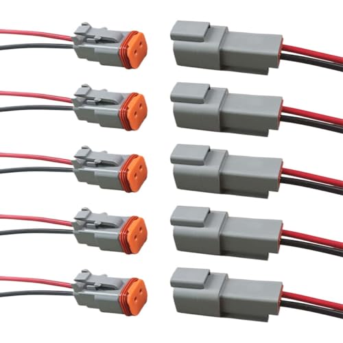 KITUREK 5 Pair 2 Pin Deutsch Car Electrical Connector Male and Female Plug