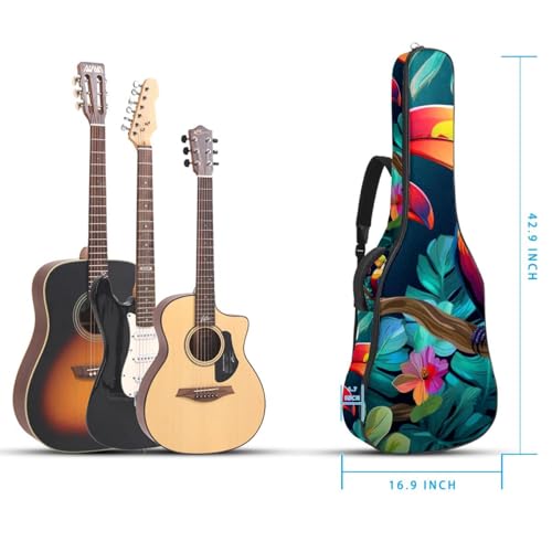 Housse guitare acoustique imperméable grand format à poches toucan