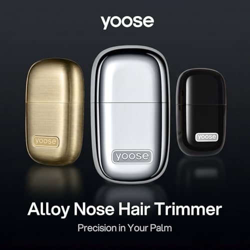 Image of yoose Nose Hair Trimmer, Alloy Rechargeable Nose Hair Trimmer for Men Women, IPX7 Waterproof, Detachable Head, Easy to Clean, Portable Travel Size Nose Trimmers, Dual Edged Blades, Painless, Gold