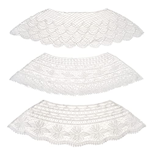 Image of 3 Pcs Women's Vintage Crochet Knit Floral Cape Shawls Shrug Bolero Bridal Poncho White Collar