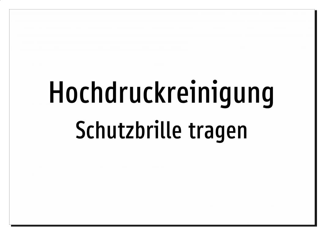 36832-DE-T-13 | Hochdruckreinigung - Schutzbrille tragen | Aufkleber A2, 594 x 420mm | nur Text, ohne Symbolgrafik