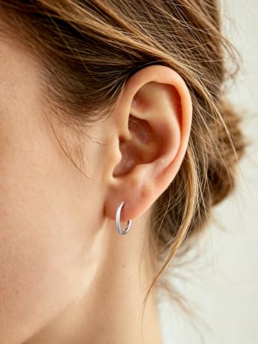 Image of Silvora 14K Gold Plated Huggie Hoop Earrings for Women, Small Sterling Silver Hoops, Hypoallergenic Cartilage Earrings for Sensitive Ears 8 /10 /12 /14 /16 /18 /20MM