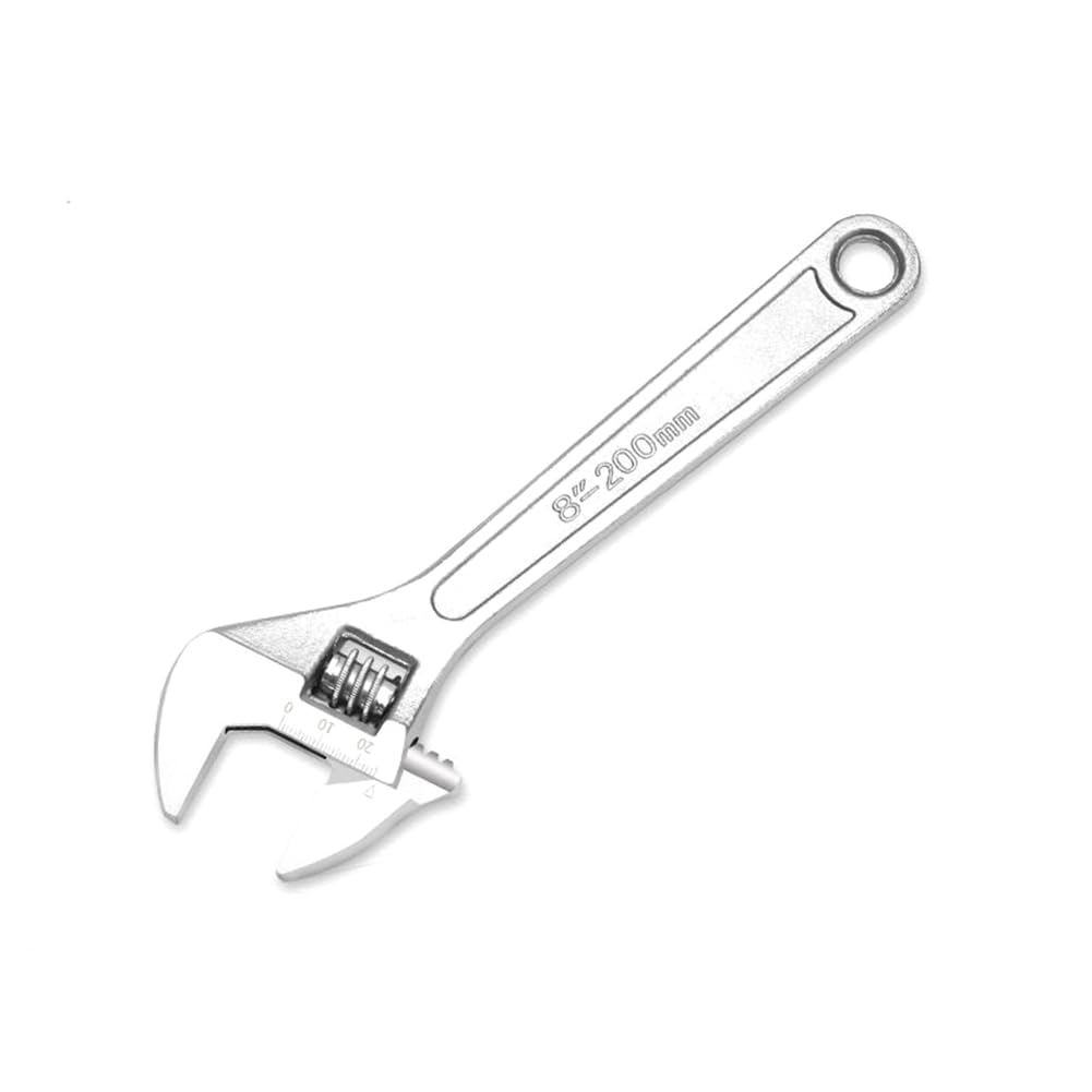 Littimoon 8inch Adjustable Wrench Large Openin Long Handle Universal Spanner Carbon Steel Mechanical Workshop Hand Repair Tools