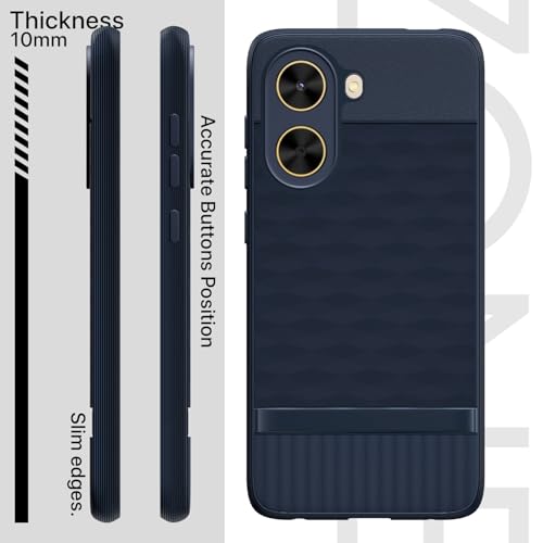 Image of Pikkme Back Cover for Poco C71 / Redmi A5 Camera Protection 3D Hexa Cube Design Silicone Protective Bumper Case (Blue)
