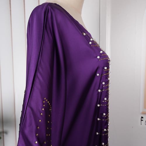 Image of HD African Dresses for Women Fashion Beading Rhinestone Kaftan Maxi Dress