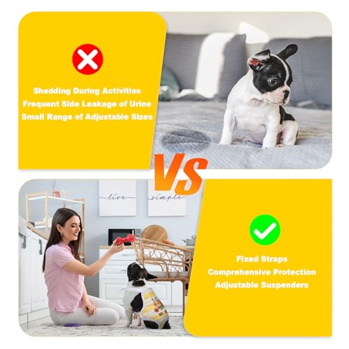 Image of Jollywoods 3 Pack Washable Female Dog Diaper Onesie Sanitary Pantie with Adjustable Suspender, Reusable Fixed Diapers, Super Absorbent Leakproof for Small Medium Large Dog in Heat Cycle XS /S
