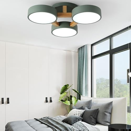 Plafonnier Led Rond Nordique, Plafonnier Semi-Encastré En Fer À Plusieurs Têtes, Éclairage de Plafond Simple En Bois Pour Salon Et Chambre (Blanc (3000K), 9 Lumières)/Blanc (6000K)/7 Lumières – vue 8