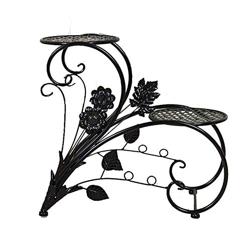 Living Room Floor Flower Stand, Wrought Iron Multi-Layer Rack Multi-Function Floor Green Dill Modern European Pastoral Combination Balcony 22 * 73 * 57-2