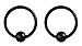 Pair of 2 Rings: 16g 7/16 Inch Surgical Steel Black IP Plated Captive Bead Hoop Earrings