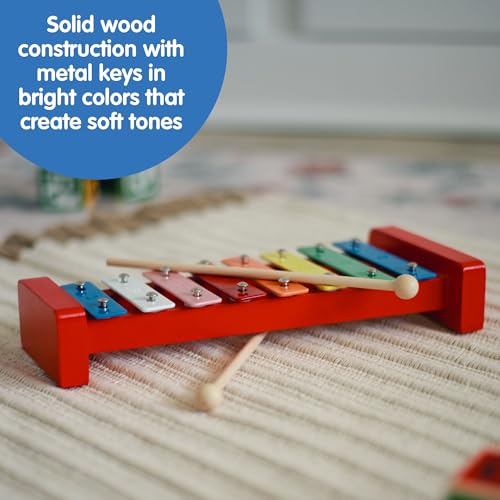 Image of Schylling Wooden Xylophone - Colorful Kids Instrument - Includes Wooden Mallets and Embossed Metal Keys - Ages 3 and Up