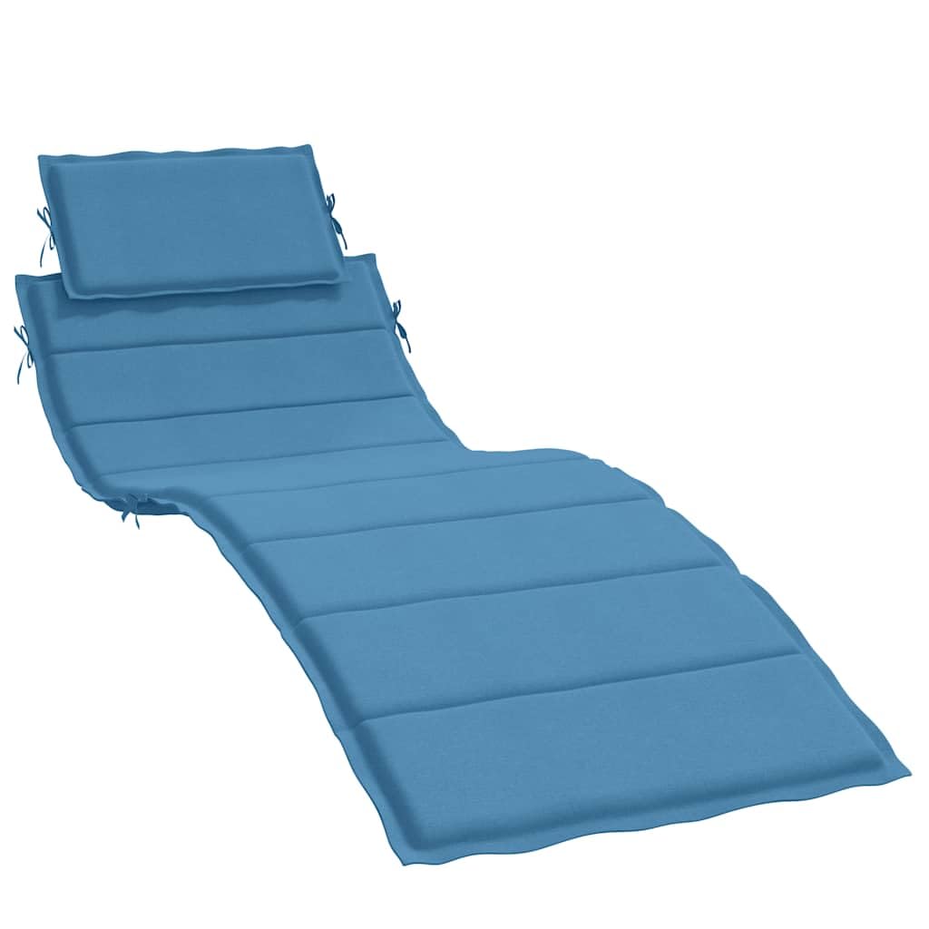 Cuscino per sdraio melange blu, 186 x 58 x 4 cm, tessuto