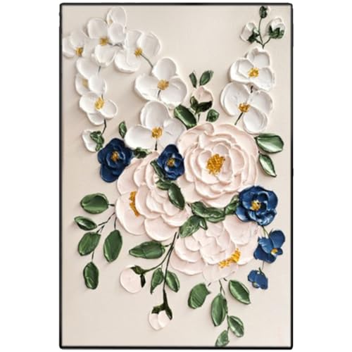 Peinture à l'huile fleurs botaniques art mural contemporain 40x60cm pour maison