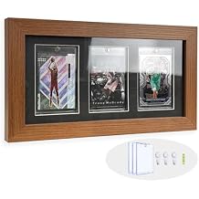 Bivitre Trading Card Display Frame - Wall Mount Sport Card Display Case with UV Protection Magnetic Card Holder for 3 Standard Cards