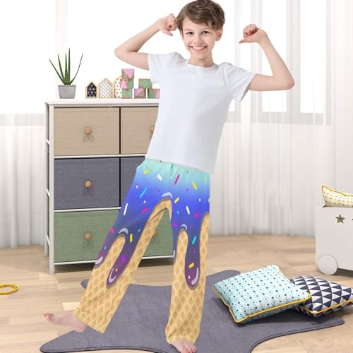 Boy's Pj Pants Cartoon Jogger Pants Elastic Waist Long Bottoms Trousers with Pockets 6-14 Years4