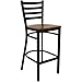 Flash Furniture HERCULES Series Black Ladder Back Metal Restaurant Barstool - Cherry Wood Seat