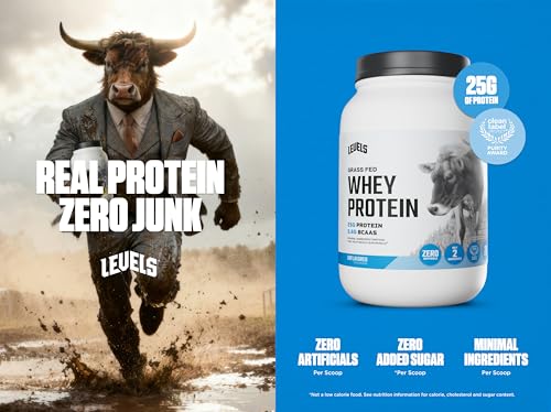 Image of Levels Grass Fed Whey Protein Powder, No Artificials, 25G of Protein, Unflavored, 2LB