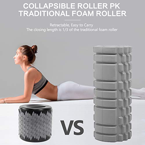 VLOXO Foam Roller Collapsible High Intensity,Foam Back Roller for Back Stretching Pain, Yoga Roll Foam Flexibility and Physical Therapy for Muscle Recovery(Black) - Thumbnail 3