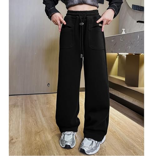 Wide Leg Sweatpants for Kids Boys Girls Solid Casual Loose Joggers Pants Stretch Soft Athletic Pants with Pockets 5