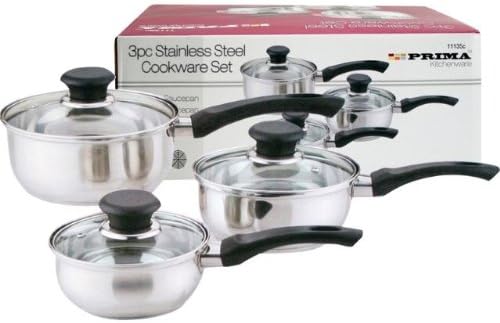 3Pc Stainless Steel Saucepan Cookware Pot Set New