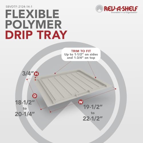 Image of REV-A-SHELF Gray Flexible Polymer Trim-to-Fit Drip Tray for 21 inch - 24 inch Vanity Sink Base Cabinets