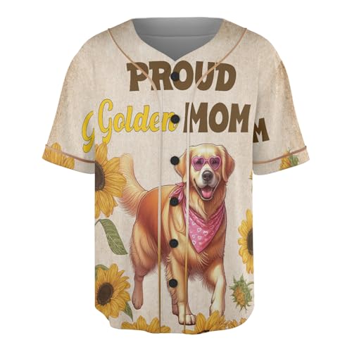Proud Golden Retriever Mom Happy Mother's Day with Love All Over Print 3D Baseball Jersey Shirt Goldens Dog Lover Gifts Idea Softball Sport - 02003