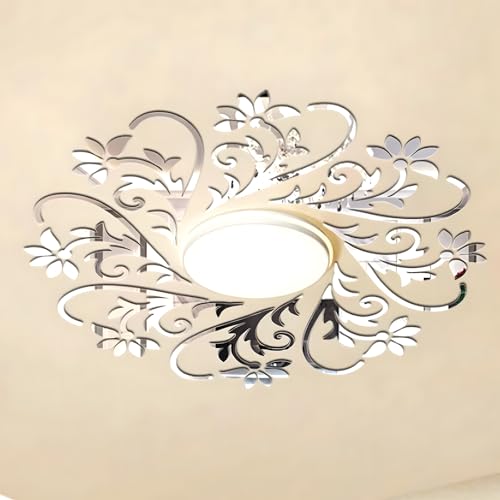 Image of INCREWAY 1Set Mirror Wall Stickers Decor Acrylic 3D Flower Decorative Mirrors Stickers Removable Wall Art Decals for Home Living Room Bathroom Office Dormitory Decorations