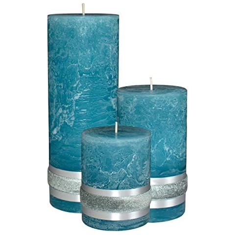 Badidi Turquoise Decorative Pillar Candles Set thumbnail