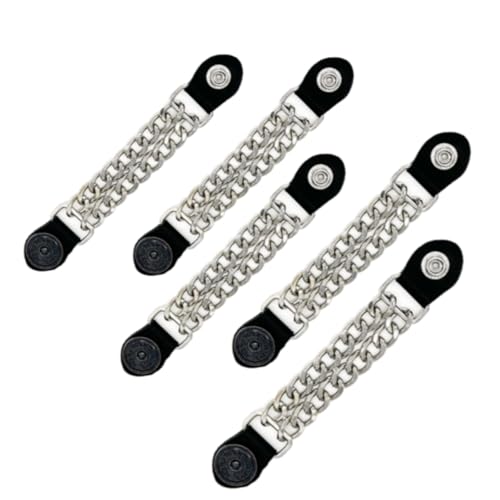 5 piezas de cuero chaleco de extensión de cadena de motocicleta chaleco de motocicleta extensiones de aleación chaleco motorista con grabado de motocicleta 17 cm doble cadena negra para chaleco