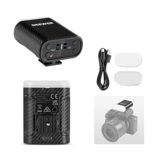 Image of NEEWER N12L Entry Level Version Mini Camera Flash with LED Video Fill Light & LCD Display, 800mAh, Works with Canon /Fujifilm /Sony /Nikon DSLR Standard Hot Shoe Cameras for Studio Shoots
