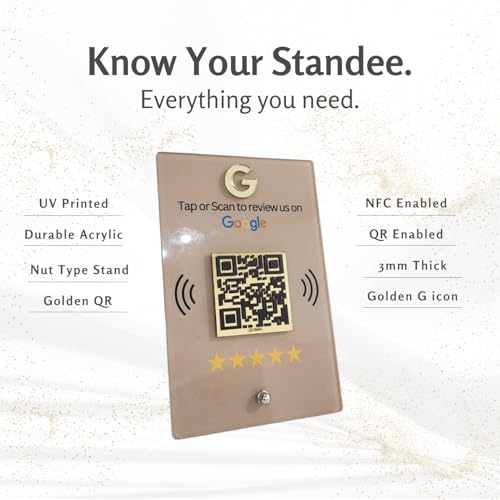Golden QR Border NFC & QR Tap or Scan Standee for Business by tinydabba - 3