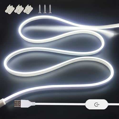ZSLAIFU USB LED Light Strip, 3.28ft 5V White LED Strip Lights, Dimmable Mirror LED Lights Strip, USB...