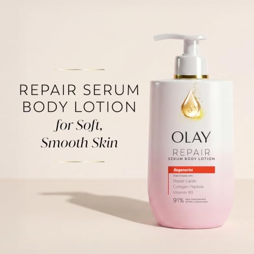 Image of Olay Regenerist Body Lotion for Women, 96HR Moisture, Lightweight Skin Texture Care, with Niacinamide & Collagen Peptide, Free of Parabens & Phthalates, Vanilla Orchid & Pear Nectar Scent, 17 fl oz