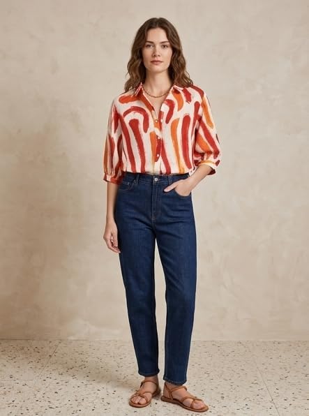 Image of URBAN OX Women's Casual Shirt - Stylish Printed Long Top for Women & Girls | Elegant Shirt for Women | Breathable Summer Tops for Women
