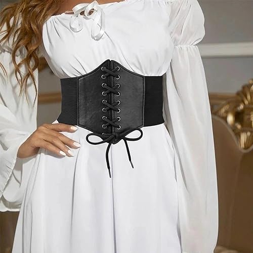 Zando Lace up Pirate Corset Belt for Women - Elastic Waist Belt Vintage Renaissance Accessories for Daily Halloween Cosplay4