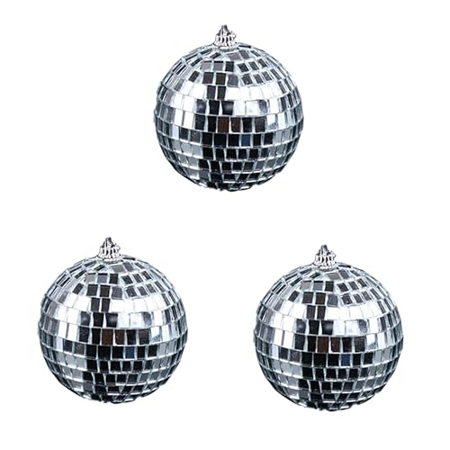 3 piezas Bola Espejada Disco Plateada Reflectiva para Fiestas, Bodas, Festivales y Decoración del Hogar con Efecto de Luz Giratoria miniatura 1